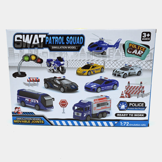 Pull Back Police Vehicle Toy Play Set For Kids