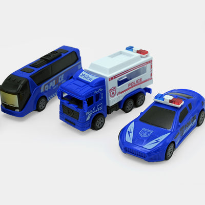 Pull Back Police Vehicle Toy Play Set For Kids