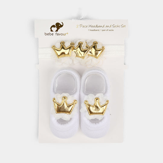 Baby Headband With Socks | 0-9M