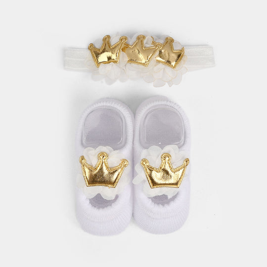 Baby Headband With Socks | 0-9M