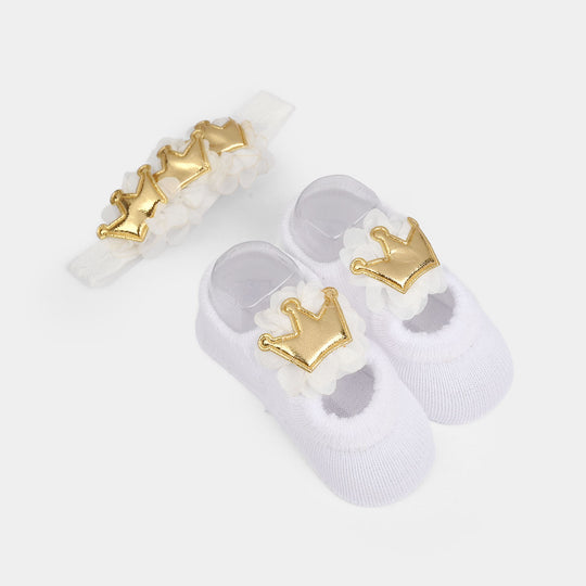 Baby Headband With Socks | 0-9M