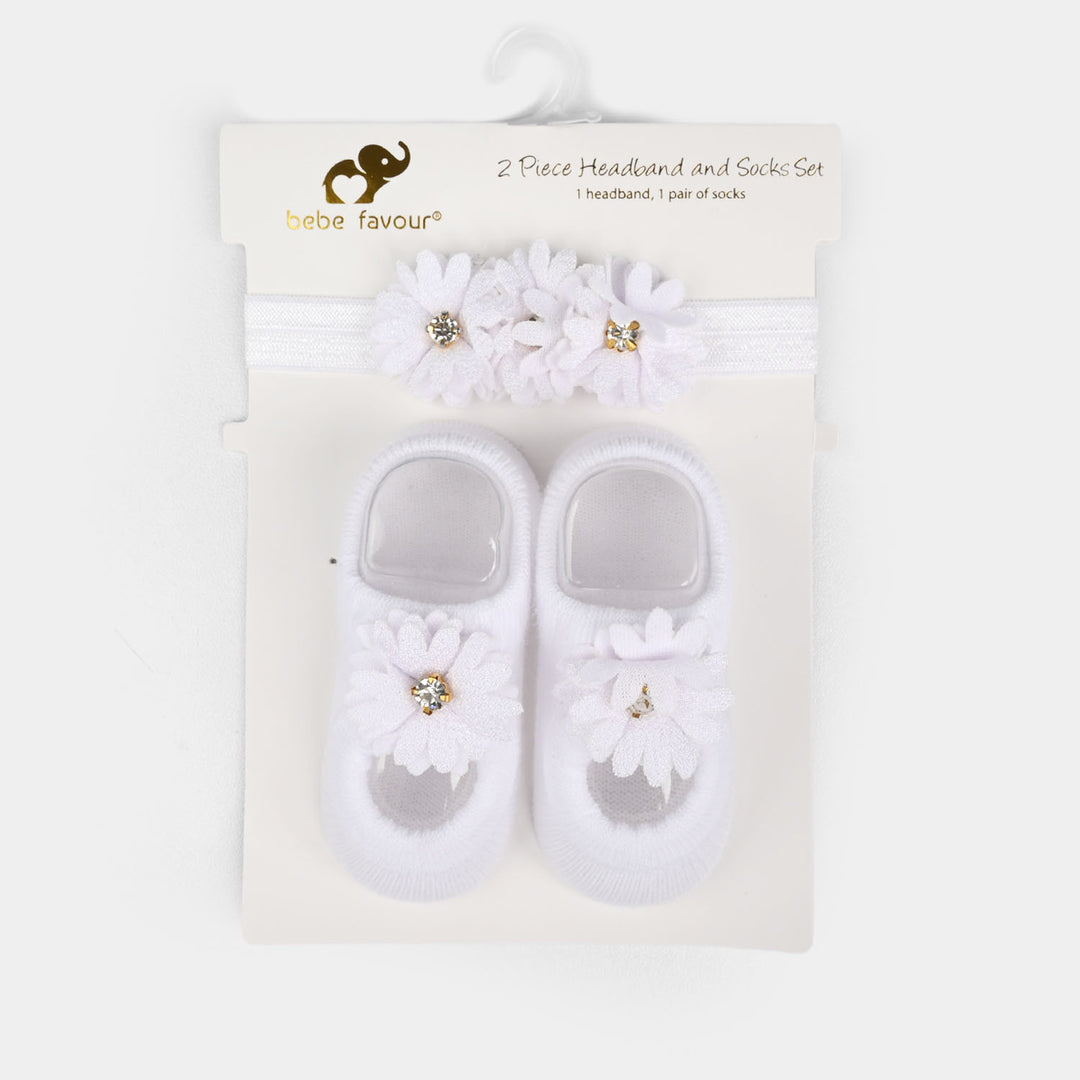 Baby Headband With Socks | 0-9M