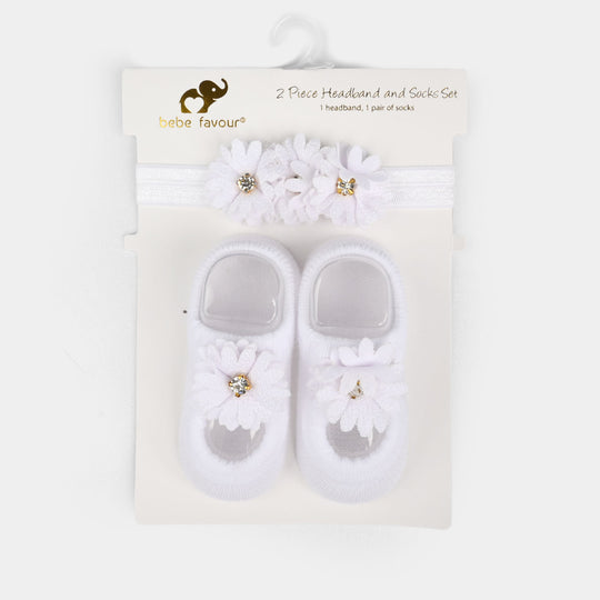 Baby Headband With Socks | 0-9M