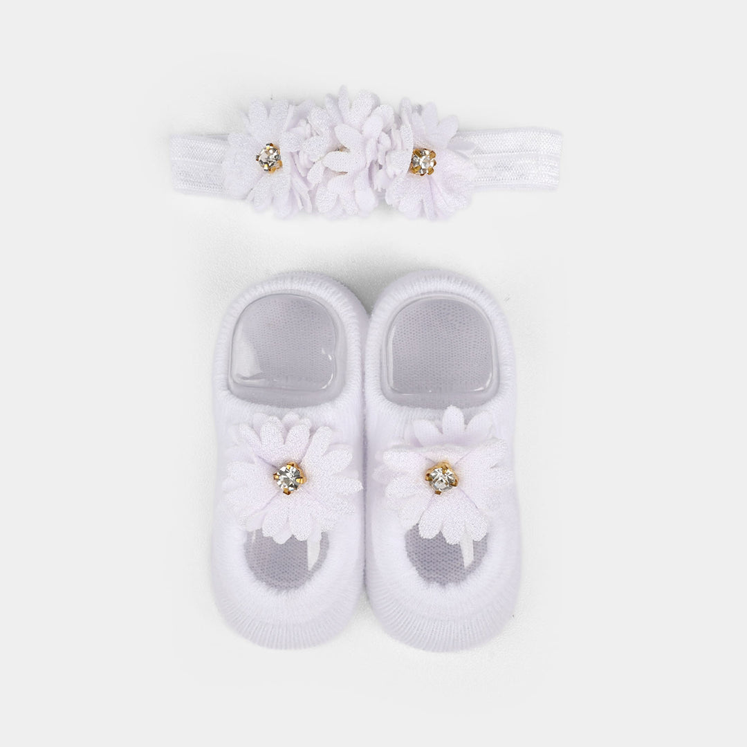 Baby Headband With Socks | 0-9M