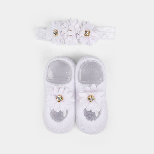 Baby Headband With Socks | 0-9M