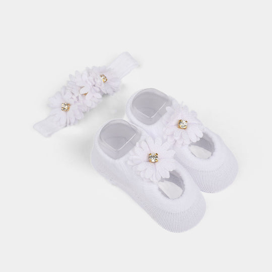 Baby Headband With Socks | 0-9M