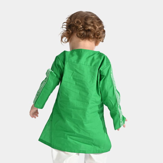 Infant Boys Independence Embroidered Kurta Hum Hain Pakistan - Green