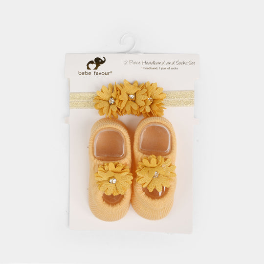 Baby Headband With Socks | 0-9M