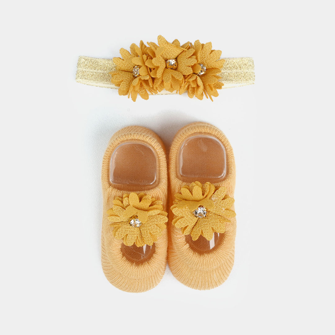 Baby Headband With Socks | 0-9M