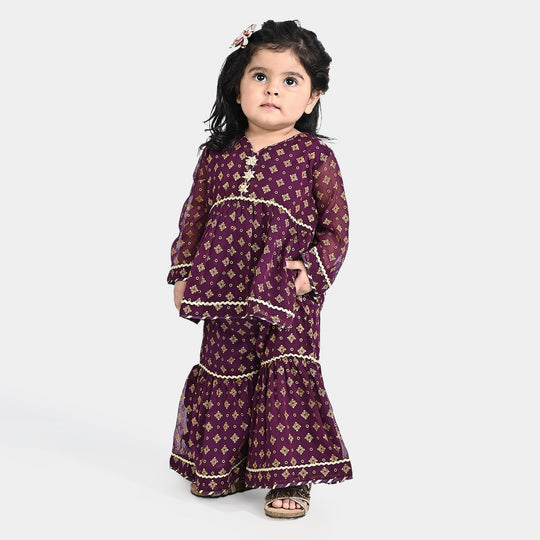 Infant Girls Chiffon 2PCs Suit Khushi-Purple