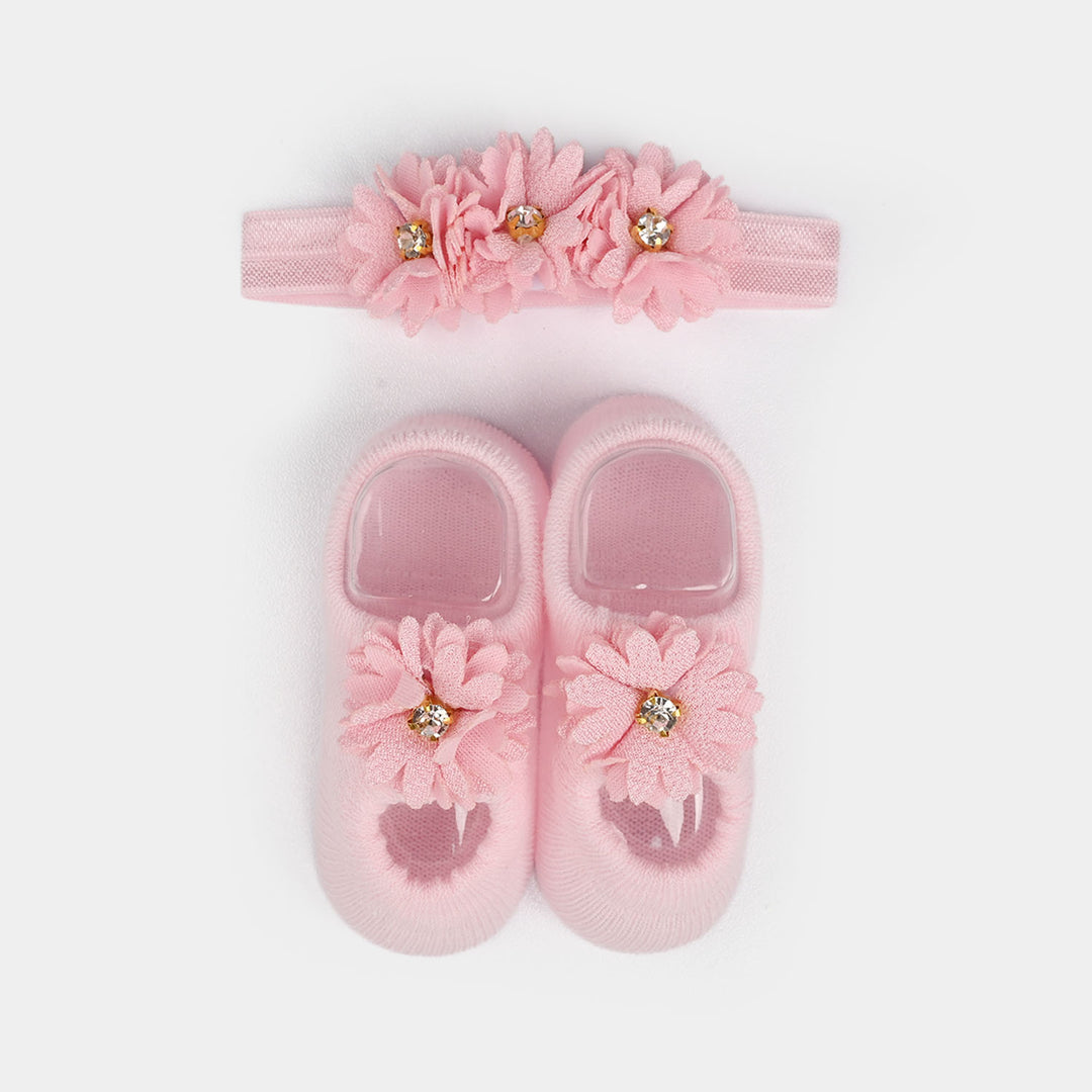 Baby Headband With Socks | 0-9M