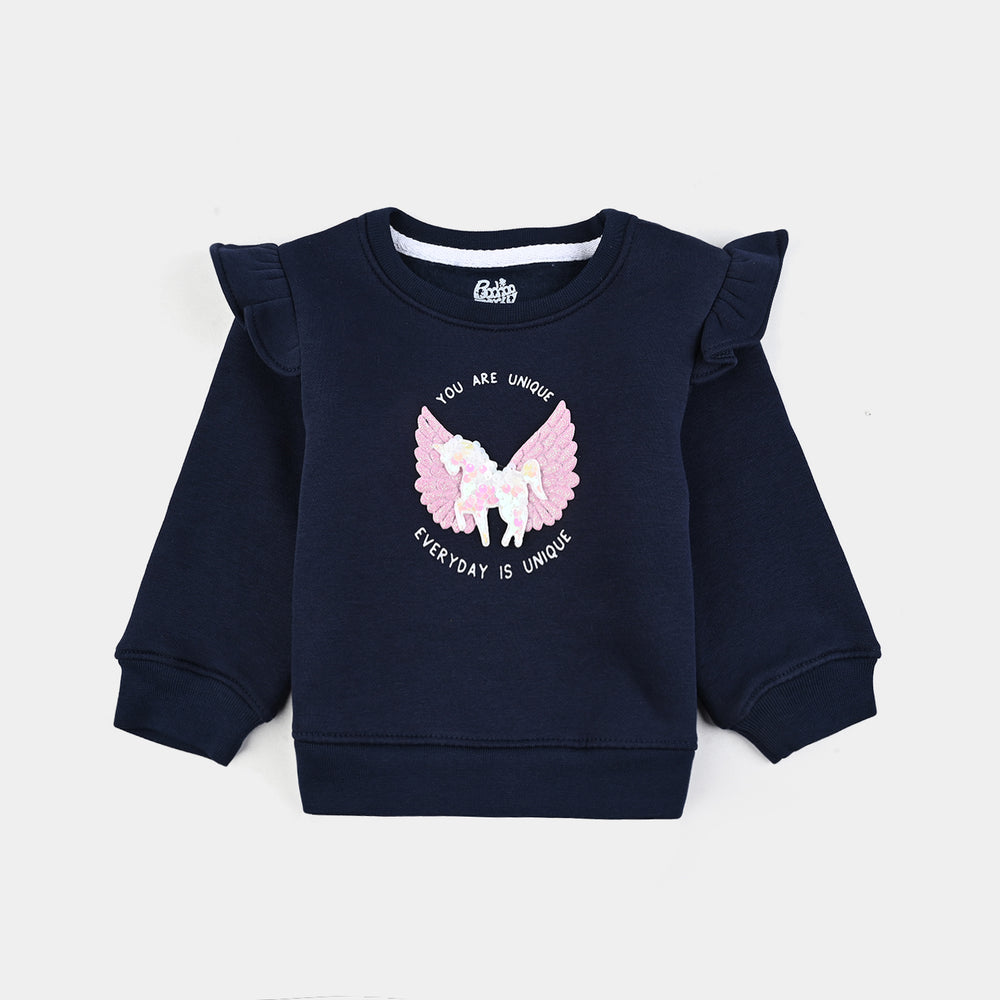Infant Girls Fleece 2 Piece Suit-NAVY