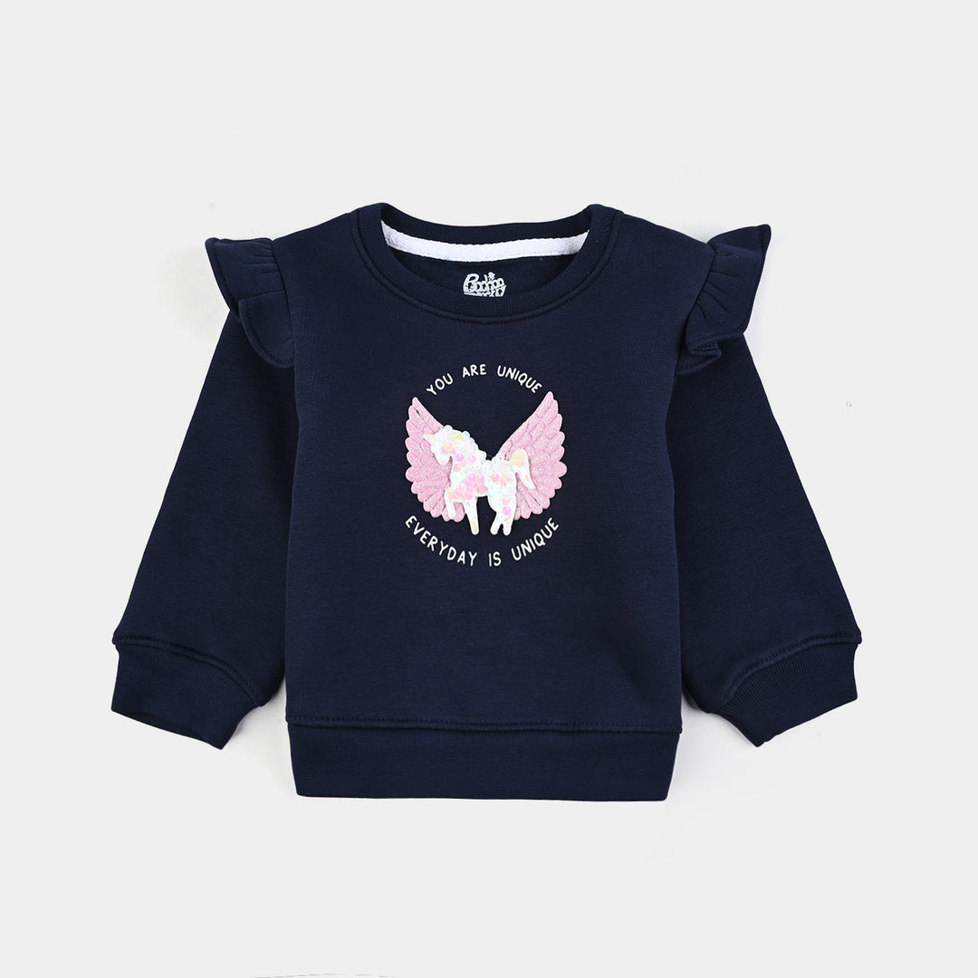 Infant Girls Fleece 2 Piece Suit-NAVY