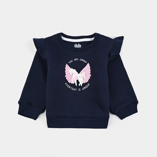 Infant Girls Fleece 2 Piece Suit-NAVY