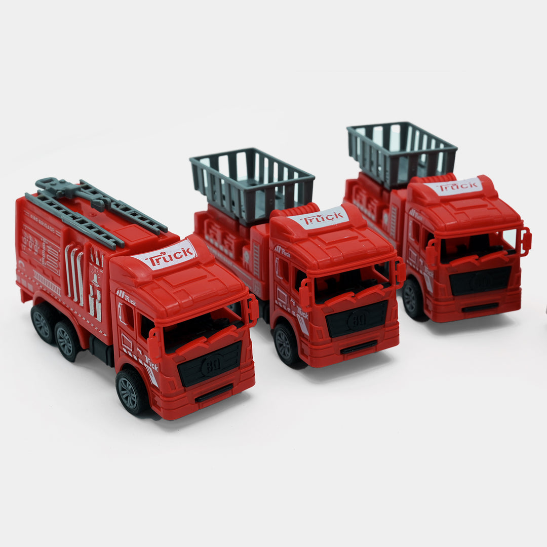 Pull Back Fire Rescue Truck Toy Play Set For Kids