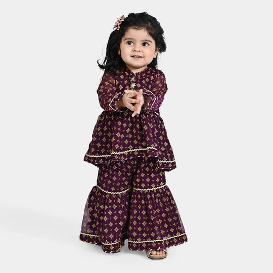 Infant Girls Chiffon 2PCs Suit Khushi-Purple