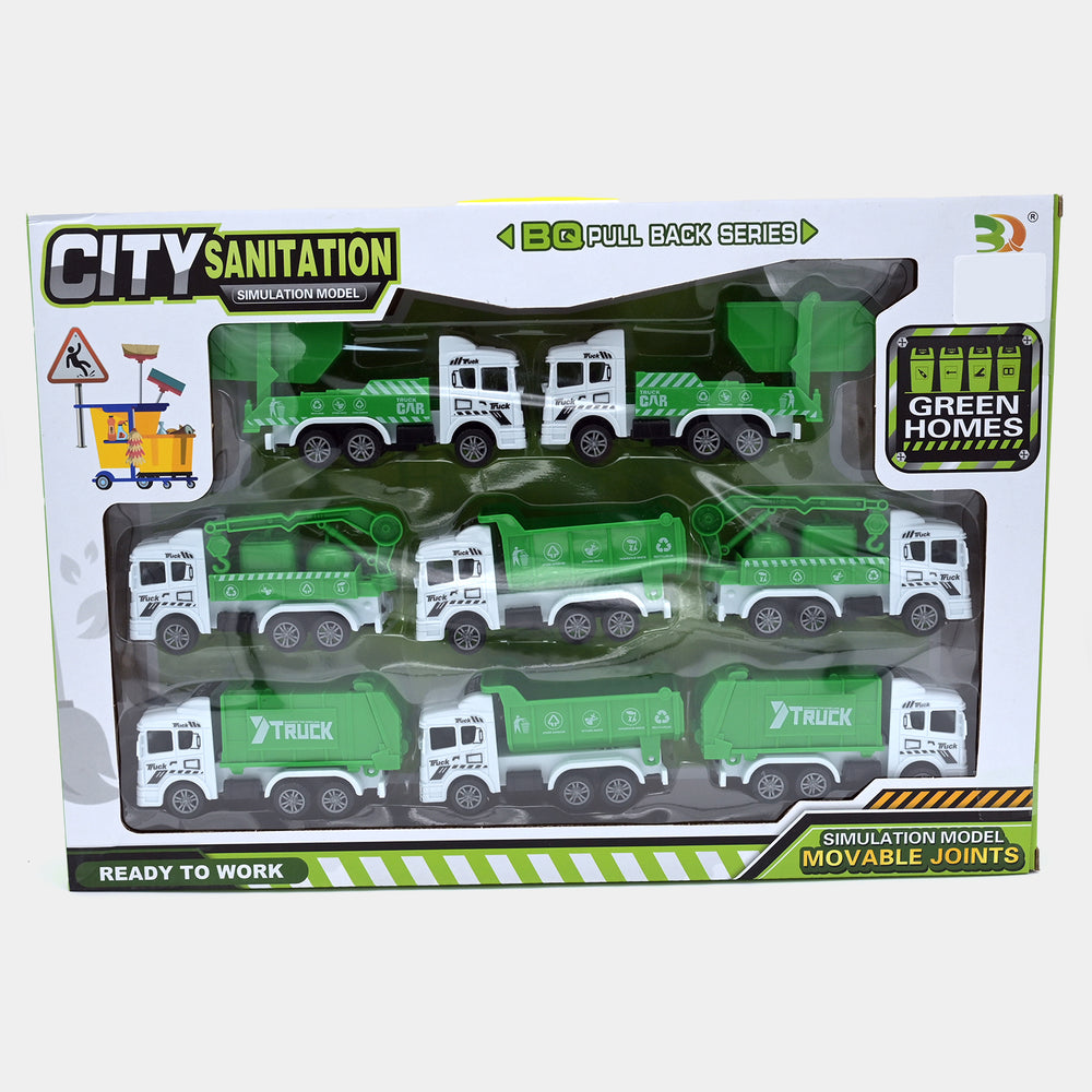 Pull Back City Truck Toy Play Set For Kids