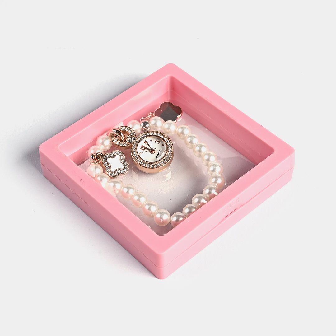 Stylish Pearl Bracelet Watch for Girls