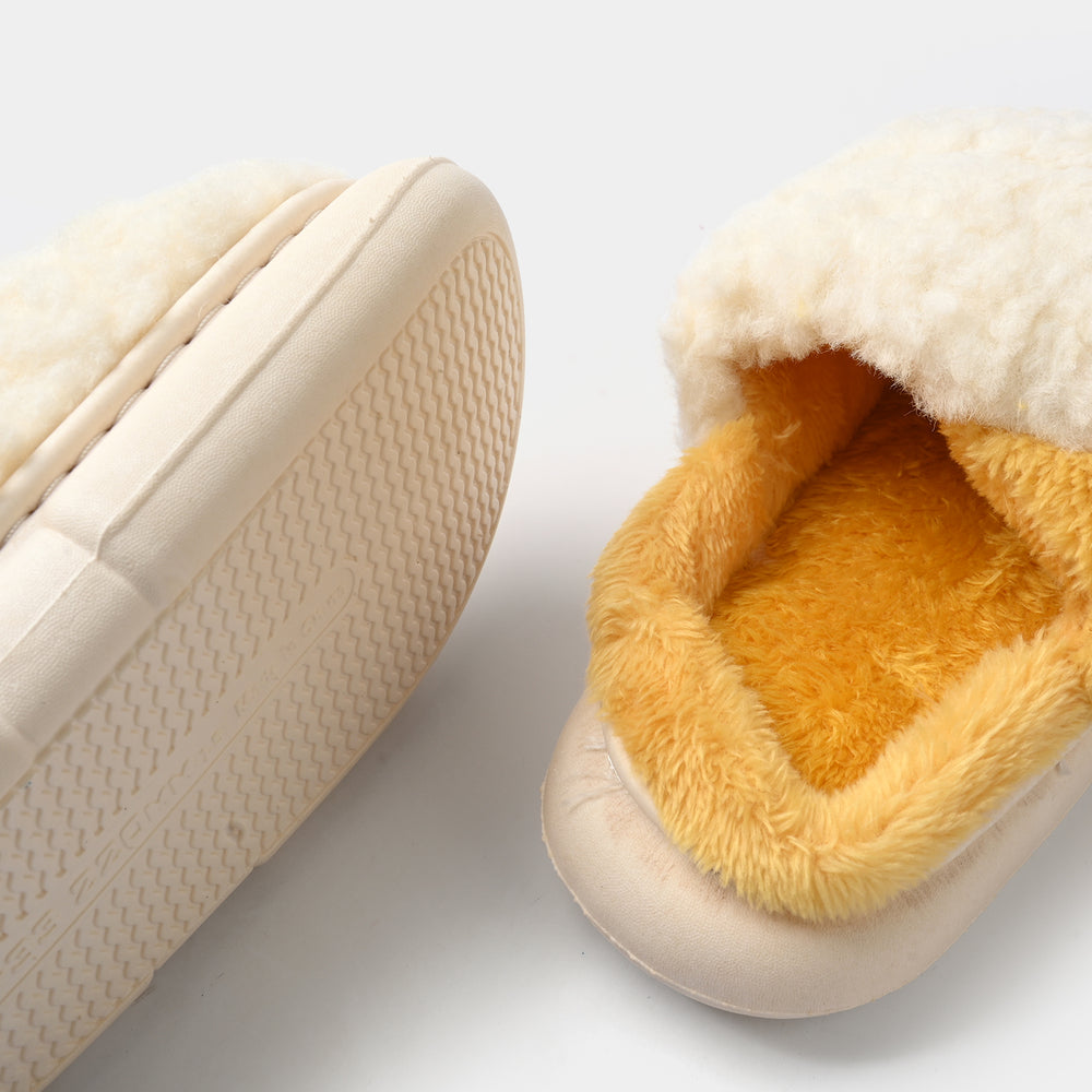 Girls Fur Slipper 1192-4-White