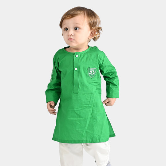 Infant Boys Independence Embroidered Kurta Hum Hain Pakistan - Green