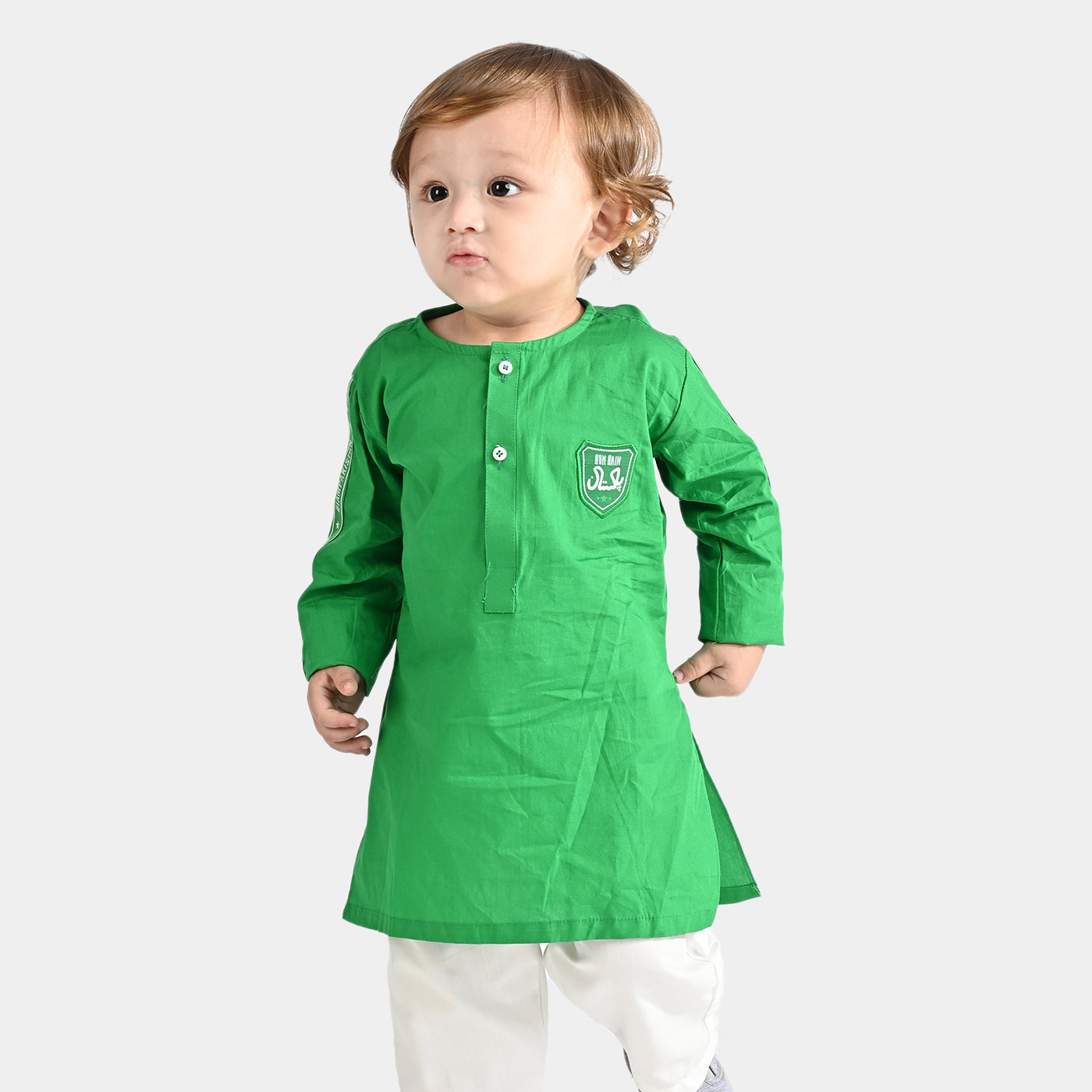 Infant Boys Independence Embroidered Kurta Hum Hain Pakistan - Green