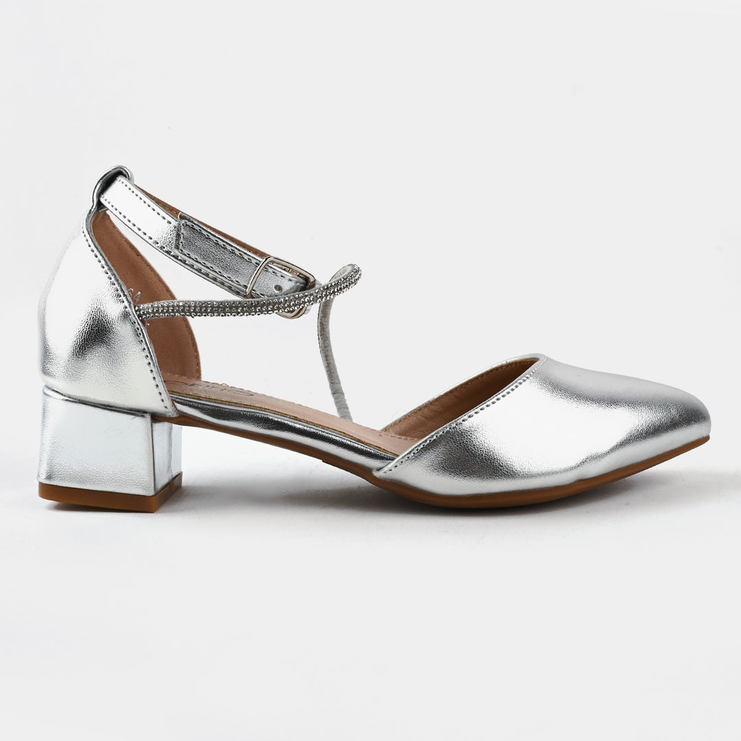 Girls Pumps Heels G364-SILVER