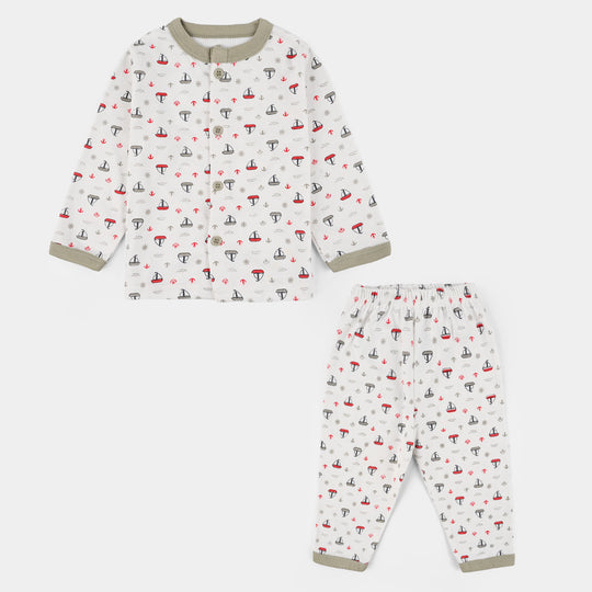 Infant Front Open Suit (Ship) - White/green