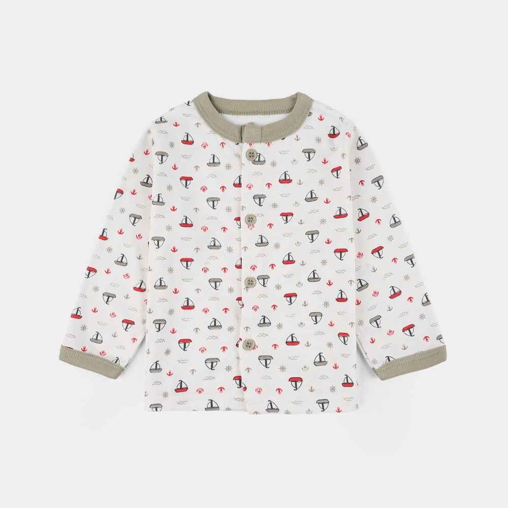 Infant Front Open Suit (Ship) - White/green