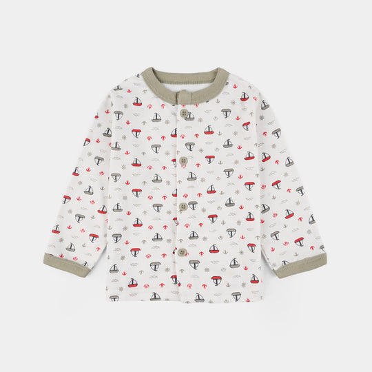 Infant Front Open Suit (Ship) - White/green
