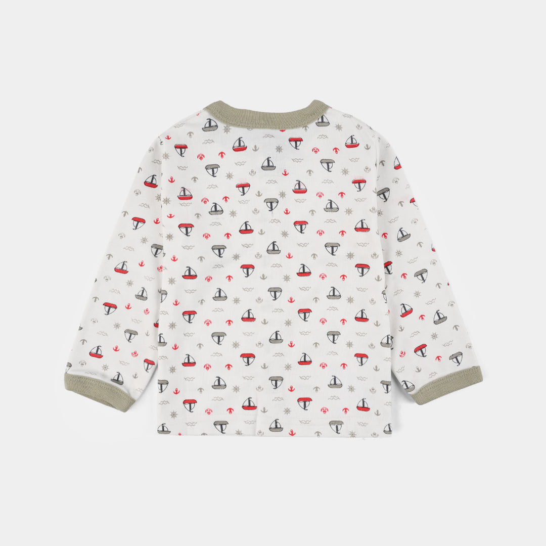 Infant Front Open Suit (Ship) - White/green