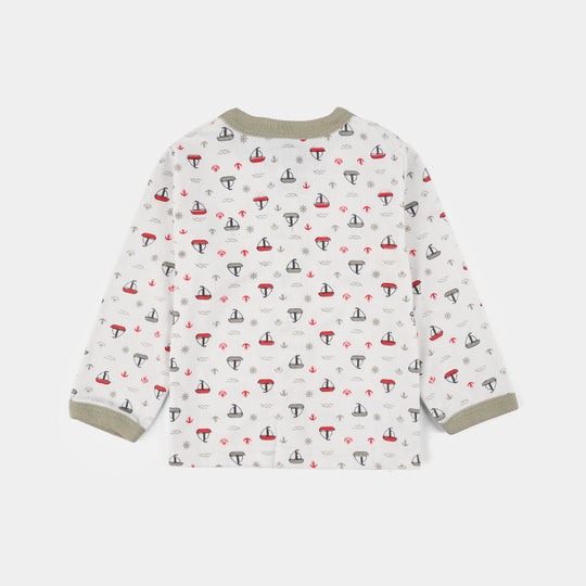 Infant Front Open Suit (Ship) - White/green