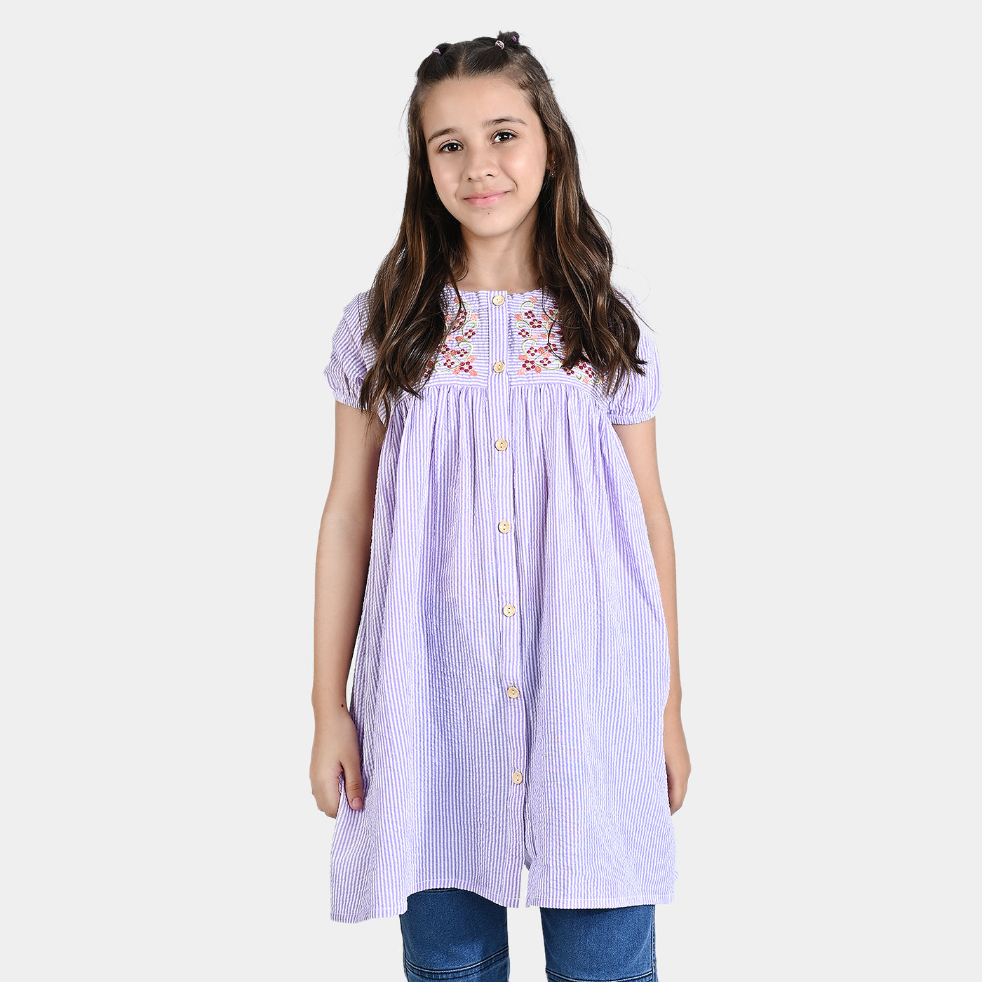 Girls Poly Cotton Casual Frock Persian Lilly-Purple