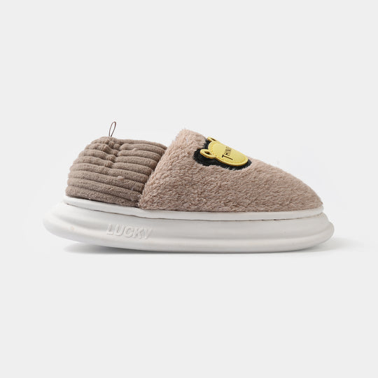 Boys Furr Slipper-BROWN