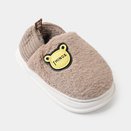 Boys Furr Slipper-BROWN