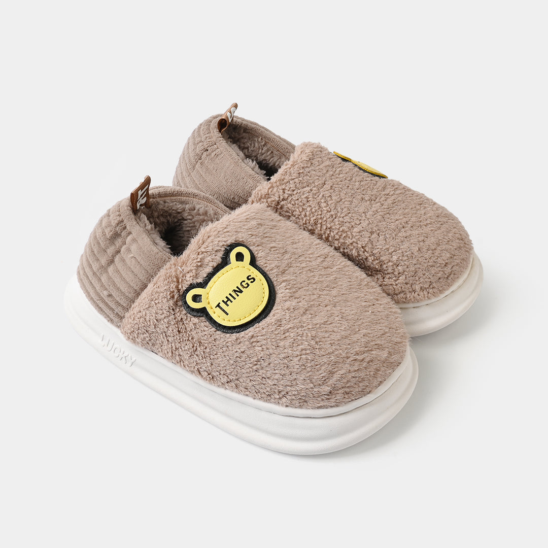 Boys Furr Slipper-BROWN