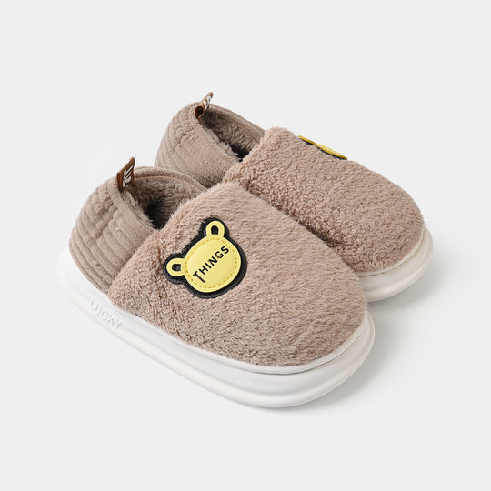 Boys Furr Slipper-BROWN