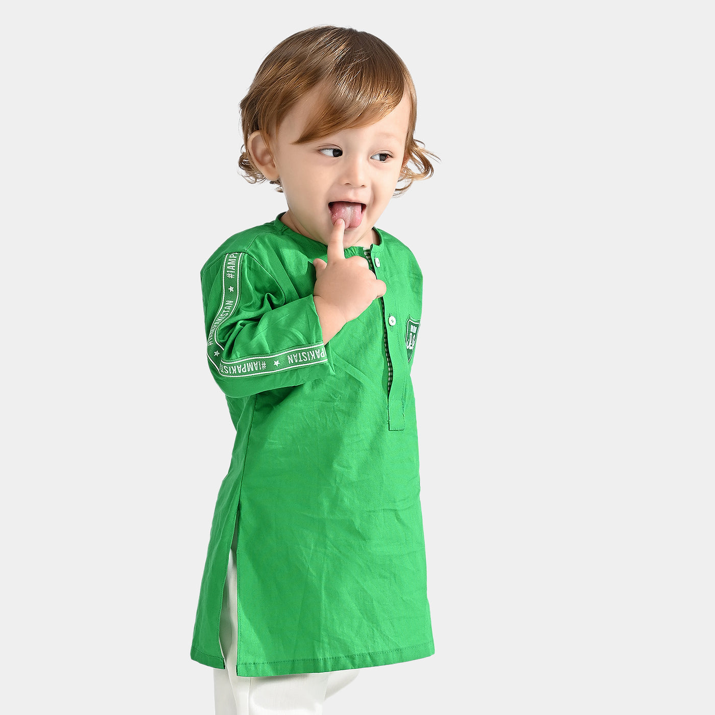 Infant Boys Independence Embroidered Kurta Hum Hain Pakistan - Green