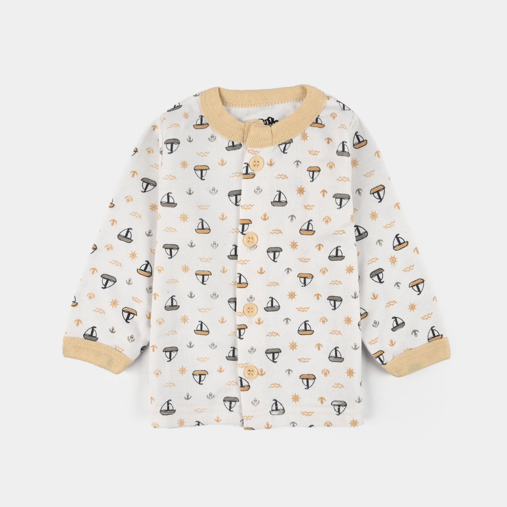 Infant Front Open Suit (Ship) - White/Sand