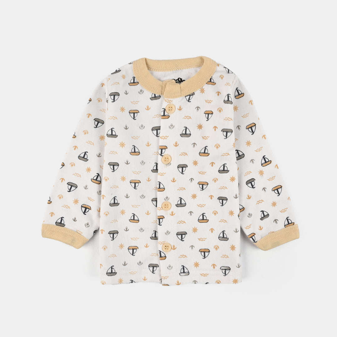 Infant Front Open Suit (Ship) - White/Sand