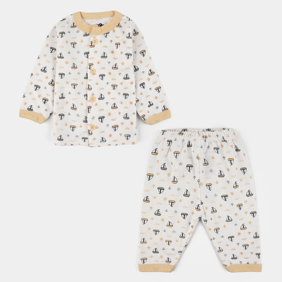 Infant Front Open Suit (Ship) - White/Sand