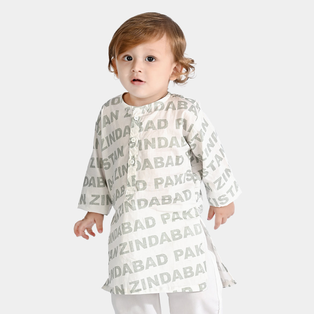 Infant Boys Independence Kurta Zindabad - White