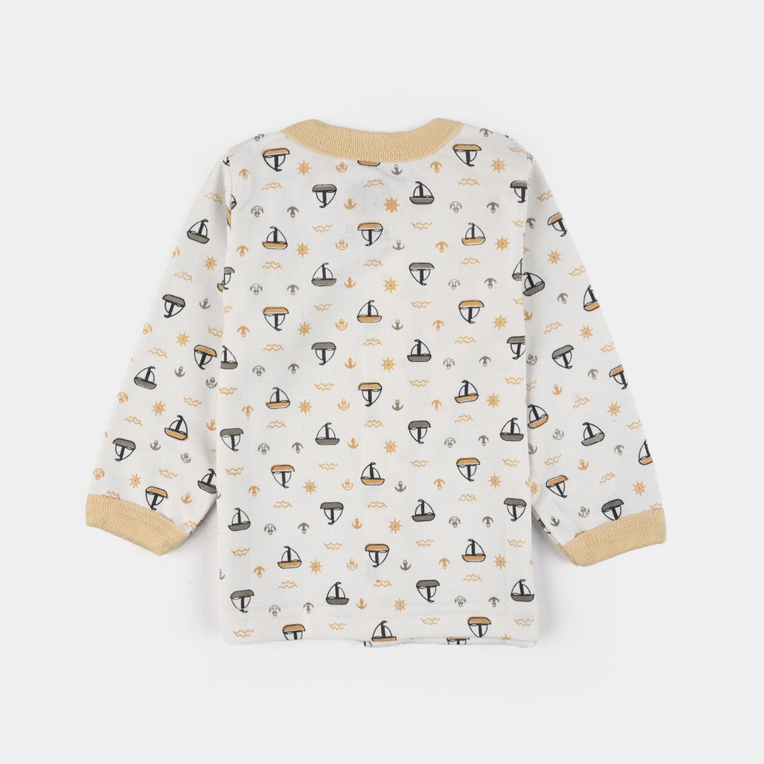 Infant Front Open Suit (Ship) - White/Sand