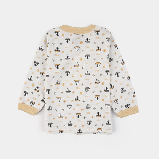 Infant Front Open Suit (Ship) - White/Sand