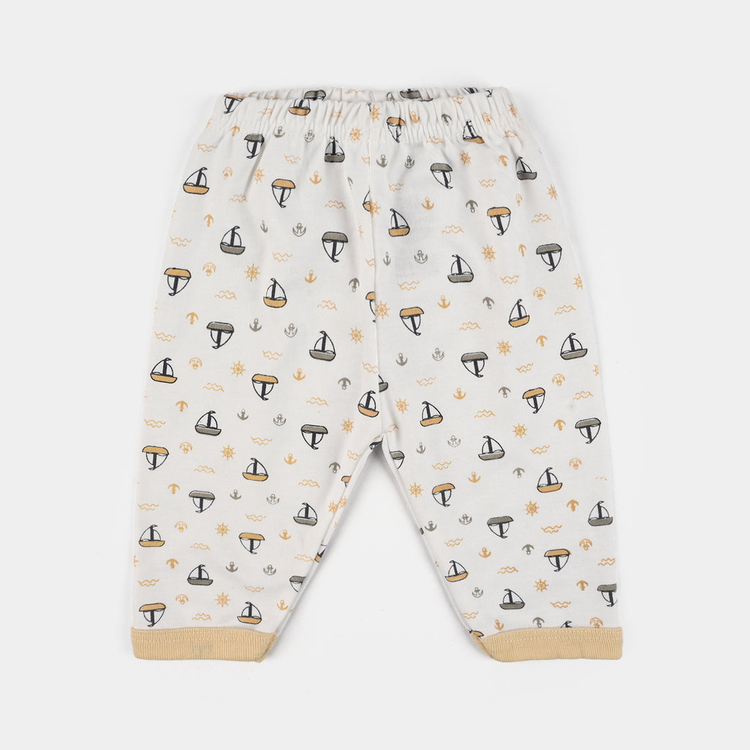 Infant Front Open Suit (Ship) - White/Sand