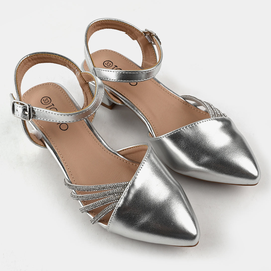 Girls Pumps Heels G363-SILVER