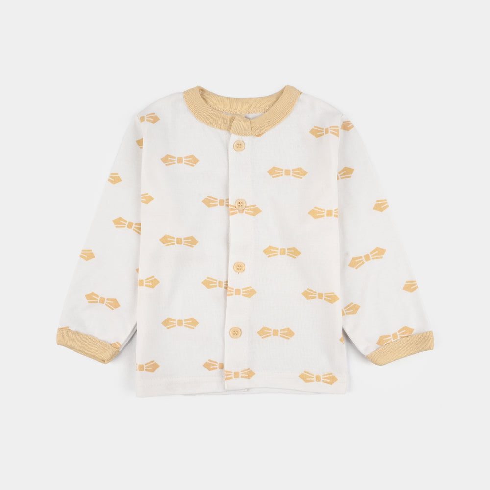Infant Front Open Suit Bow Bleached Sand
