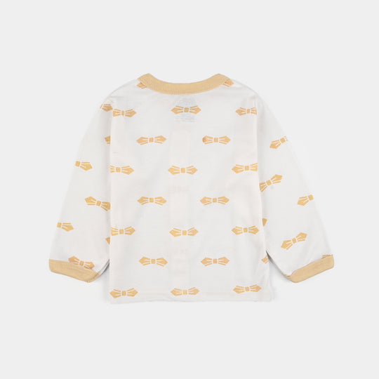 Infant Front Open Suit Bow Bleached Sand