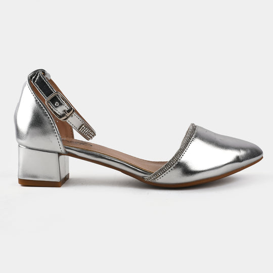 Girls Pumps Heels G362-SILVER