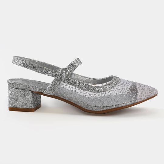 Girls Pumps Heels G484-SILVER
