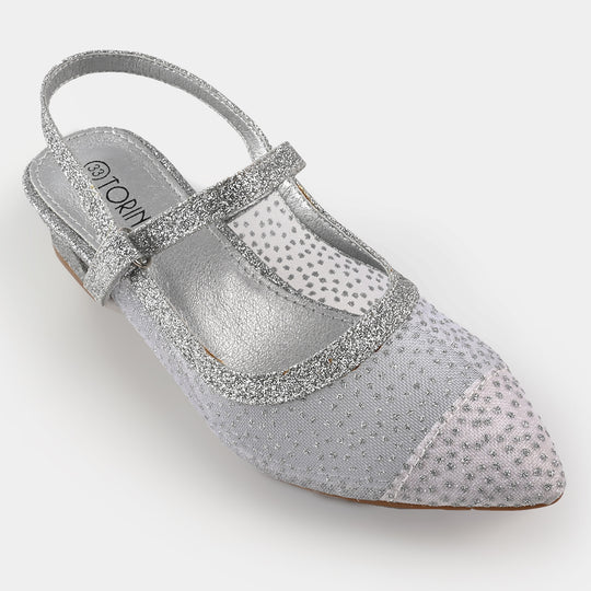Girls Pumps Heels G484-SILVER